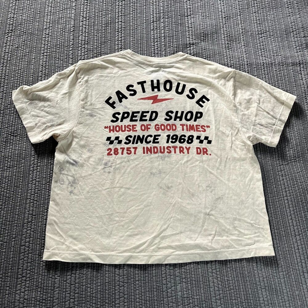 Fasthouse Women’s House of God Junction Crop T-Shirt White Short Sleeve Medium